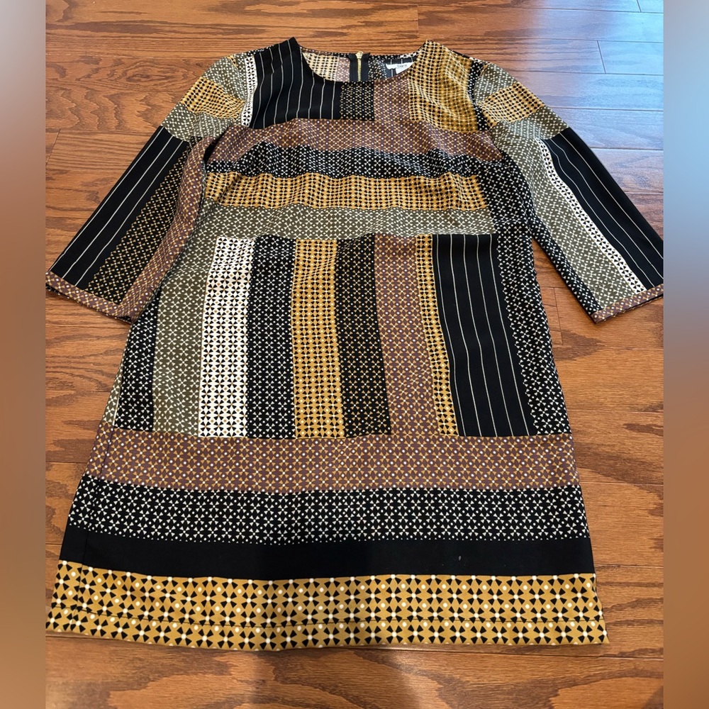 Bar III Black and Gold Long Sleeve Dress